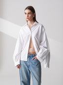 White Double Sleeve Cotton Shirt