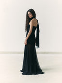 Black Draped Dupatta Dress