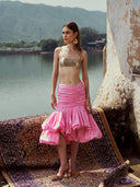 Pink Balloon Hem Skirt