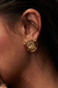 Lotus and Cow Pichwai earrings - The Silk Road 