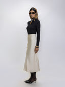 Sleek Satin Skirt Cream