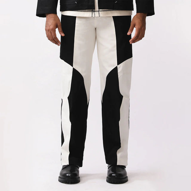 Border Panelled Trousers- Black - The Silk Road 
