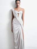 Gone With The Flow Gown In Silver