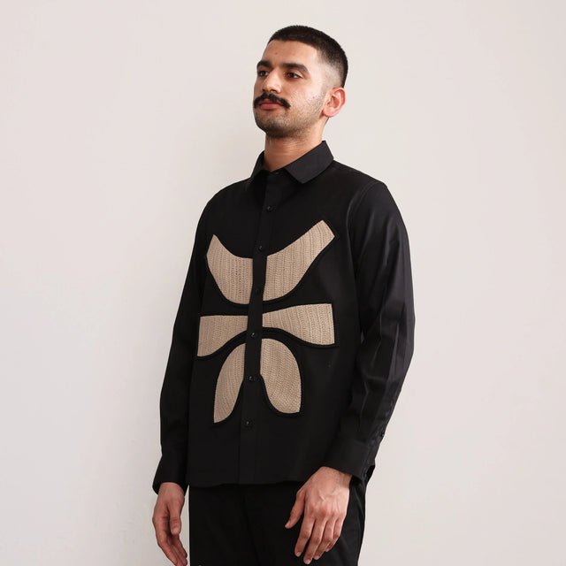 Vertebrae Symbolic Shirt Full Sleeves- Black - The Silk Road 