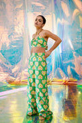 Green Ring Bralette & Pants Set In Blinding Hearts - The Silk Road 