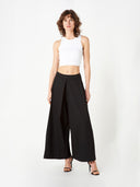 Black Sari pleated tailored trousers - The Silk Road 