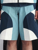 Border Panelled Shorts-Teal