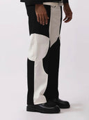 Border Panelled Trousers- Black