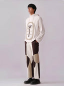 Border Panelled Trousers- Beige - The Silk Road 