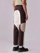 Border Panelled Trousers- Beige