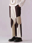 Border Panelled Trousers- Beige