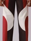 Border Panelled Trousers - Red - The Silk Road 