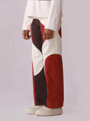 Border Panelled Trousers - Red - The Silk Road 