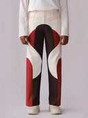 Border Panelled Trousers - Red - The Silk Road 