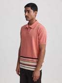 Canopy Striped Polo - Salmon