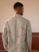 Beige Cats linen Shirt / Overshirt