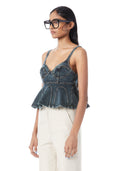 Denim Peplum Bralette Top