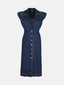 Denim power shoulder button down dress