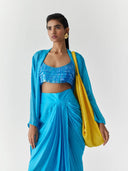 Macaw Sequin Blouse & Drape Skirt