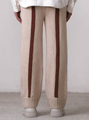 Fibula Striped Hand-knitted Pants- Beige