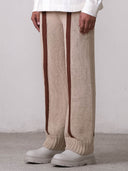 Fibula Striped Hand-knitted Pants- Beige