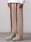 Pantalon Fibula Rayé Tricoté Main- Beige