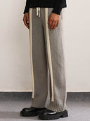 Fibula Striped Hand-knitted Pants- Grey