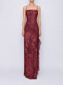 Seren Bordeaux Botanical Maxi Dress