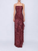 Seren Bordeaux Botanical Maxi Dress
