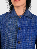 Blue Spread Collar Jacket