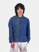 Blue Spread Collar Jacket