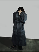 Austin Leather Coat Washed Grey