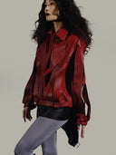 Brianna Oversized Leather Jacket Red