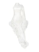 Aurora Draped White Feather Dress