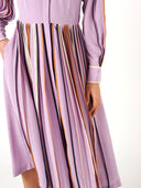 Lilac Silk Shirt Dress with Hand Bound Pleats - The Silk Road 