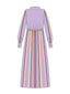 Lilac Silk Shirt Dress with Hand Bound Pleats