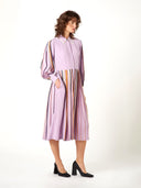 Lilac Silk Shirt Dress with Hand Bound Pleats - The Silk Road 