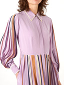 Lilac Silk Shirt Dress with Hand Bound Pleats - The Silk Road 