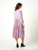 Lilac Silk Shirt Dress with Hand Bound Pleats - The Silk Road 