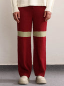 Fibula Striped Hand-knit pants- Red