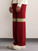 Fibula Striped Hand-knit pants- Red