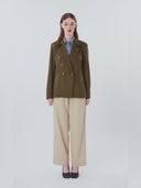 Green Olive Double-Breasted Blazer