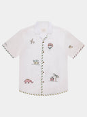 White Cross border Embroidery Shirt