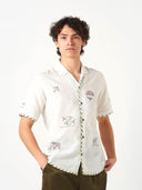 White Cross border Embroidery Shirt