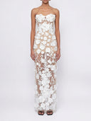 White Flora Sheer Embroidered Maxi Dress