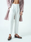 White  Pintuck Trousers - The Silk Road 