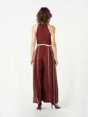 Wine  Multi Binding Pleated Jumpsuit - The Silk Road 