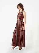 Wine  Multi Binding Pleated Jumpsuit