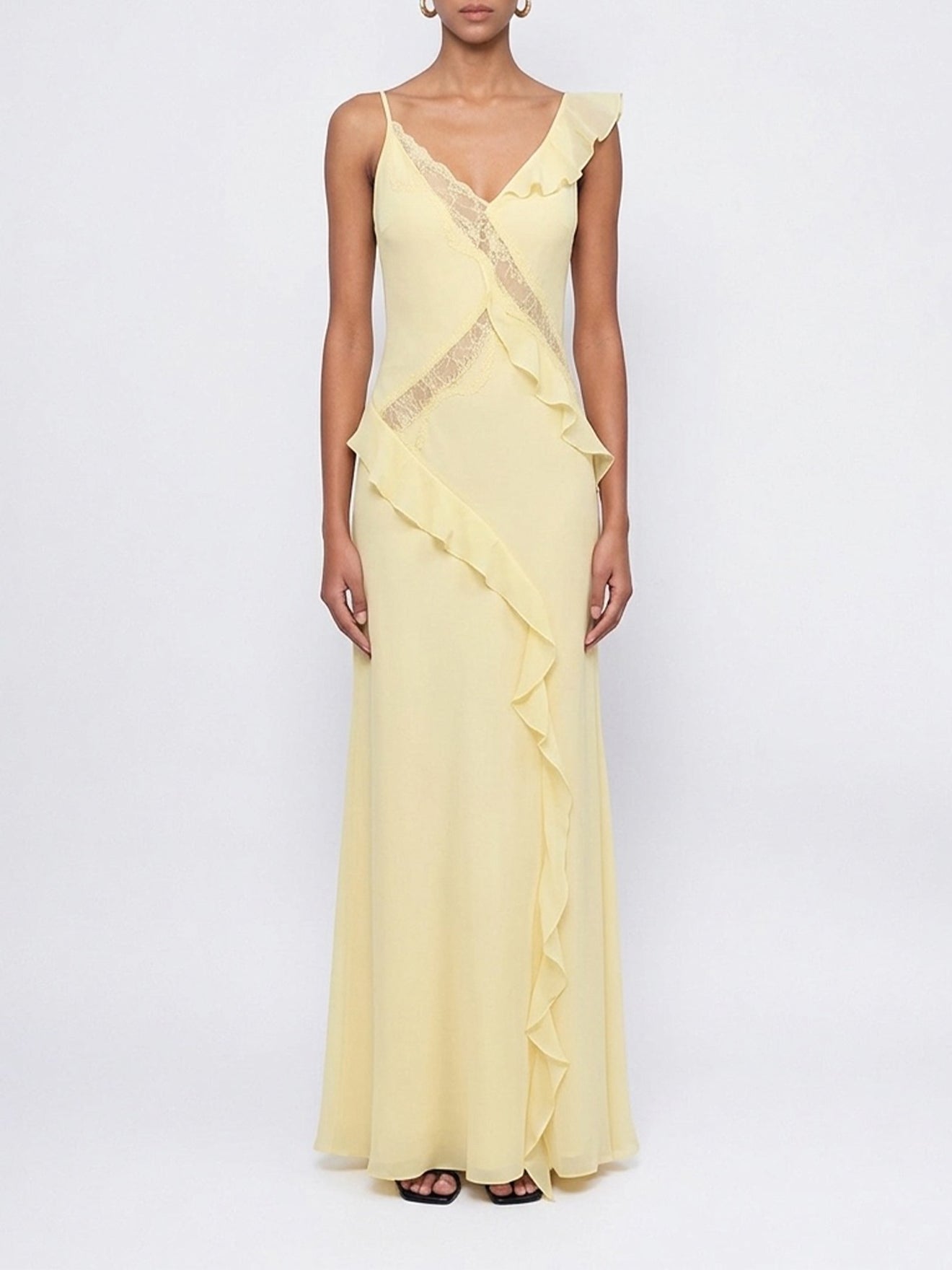 Butter Ruffle Slip Maxi Dress – The Silk Road Butter Ruffle Slip Maxi Dress – The Silk Road