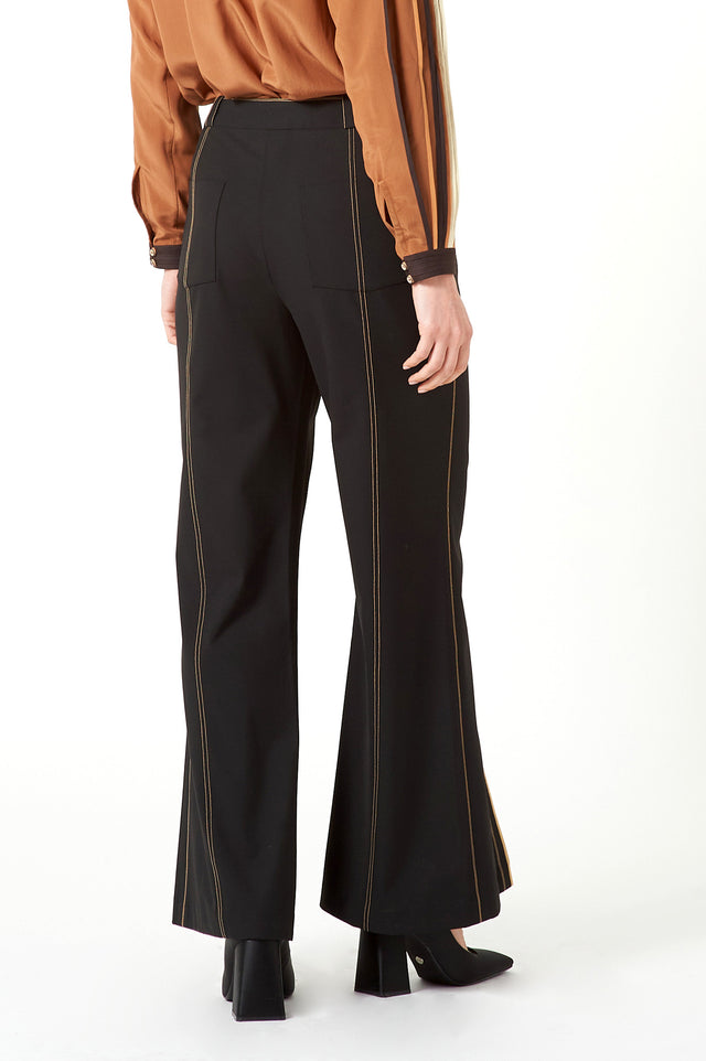 Black Tailored Bell Bottom Trousers - The Silk Road 